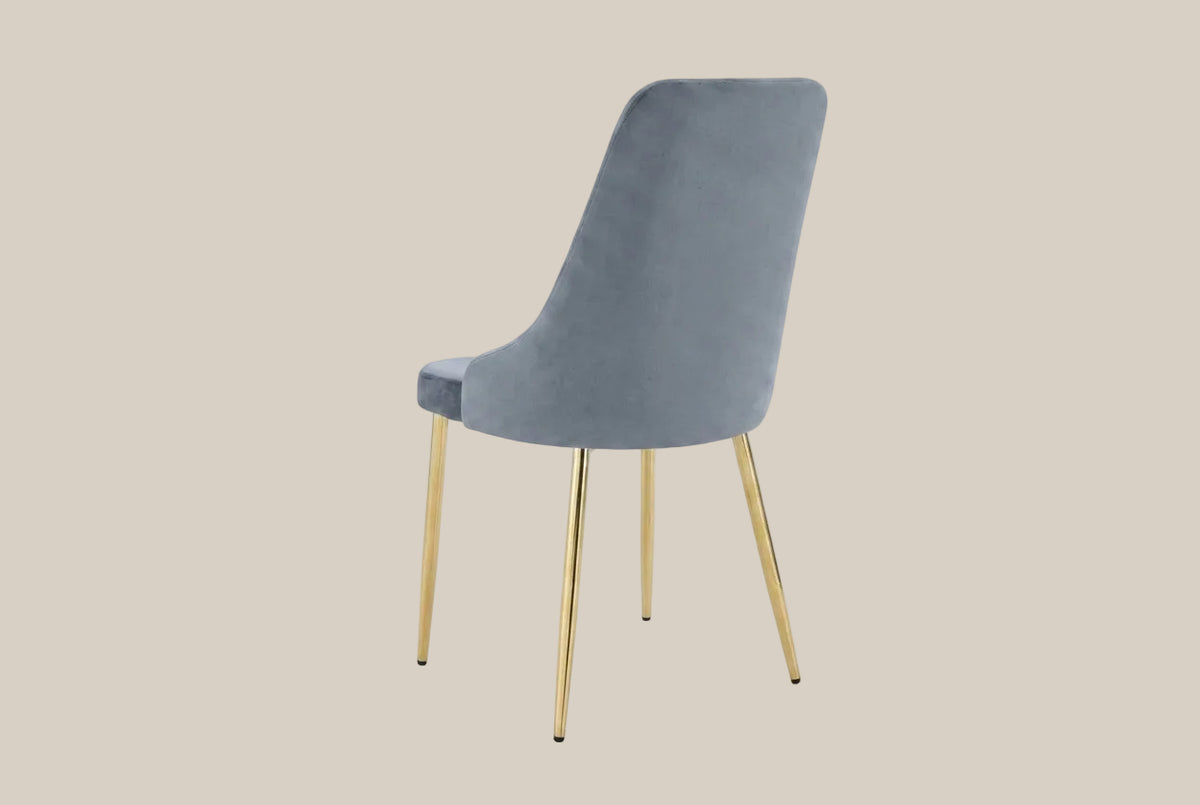 Faringdon — Chaise en velours gris, piètement gold — vue 3
