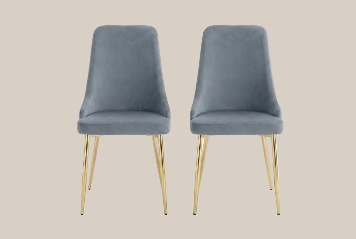 Faringdon — Chaise en velours gris, piètement gold — vue 4