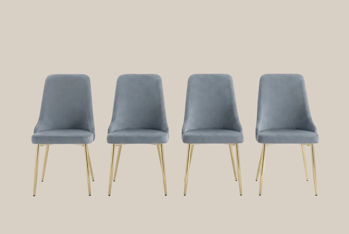 Faringdon — Chaise en velours gris, piètement gold — vue 5