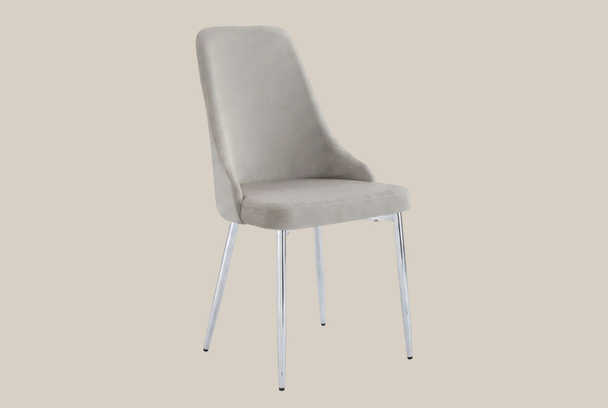 Faringdon — Chaise en velours moka, piètement chrome — vue 2