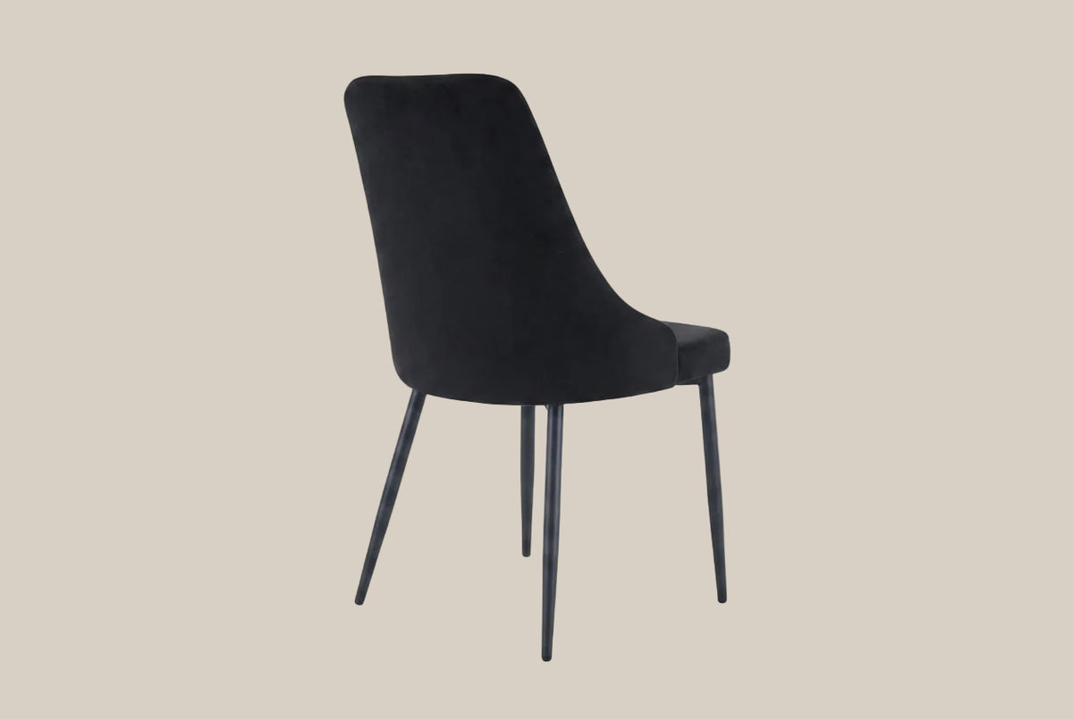 Faringdon — Chaise en velours noir, piètement métal noir — vue 3