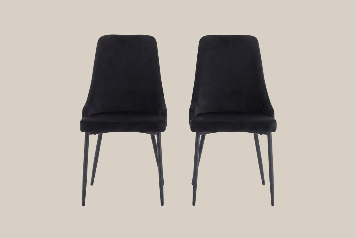Faringdon — Chaise en velours noir, piètement métal noir — vue 4