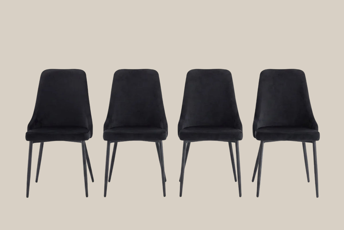 Faringdon — Chaise en velours noir, piètement métal noir — vue 5