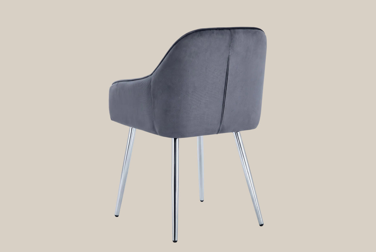 Hartley — Chaise avec accoudoirs en velours anthracite, piètement chromé — vue 3