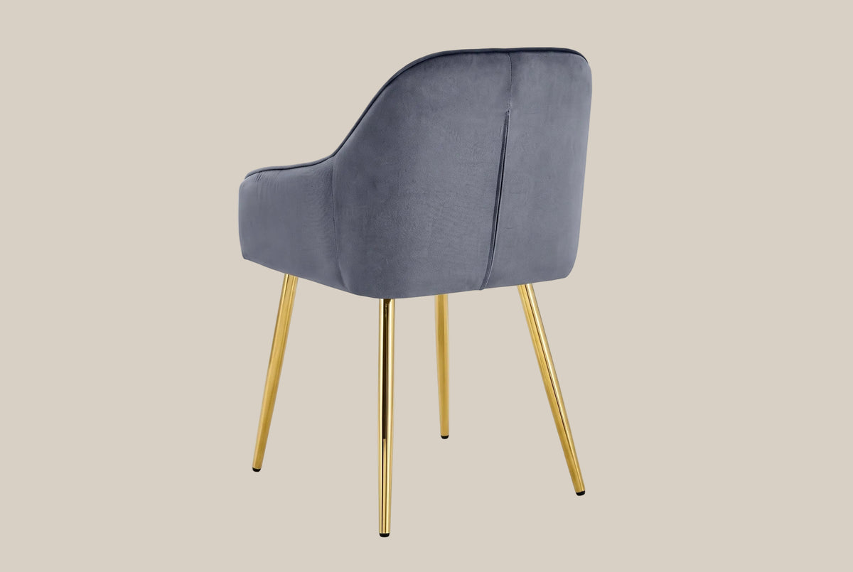 Hartley — Chaise avec accoudoirs en velours anthracite, piètement gold — vue 3