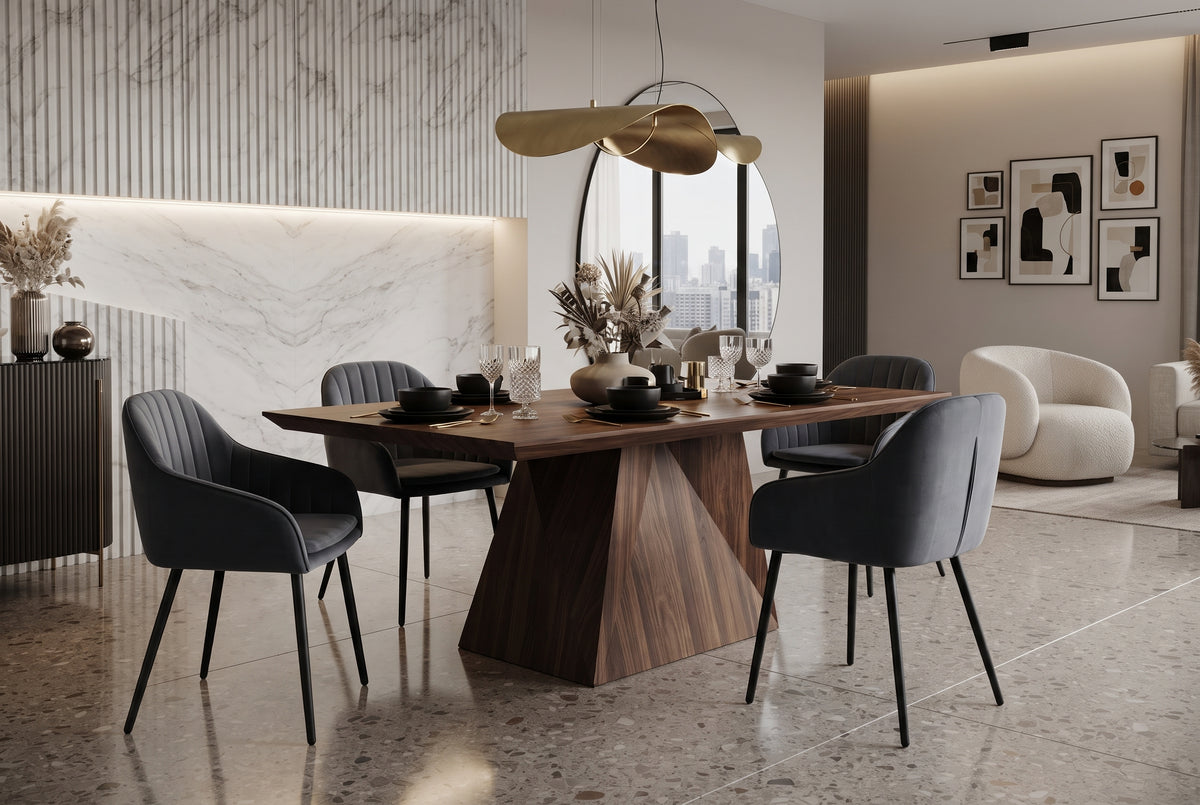 Hartley — Chaise avec accoudoirs en velours anthracite, piètement métal noir — vue 1