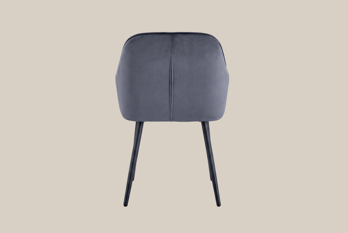 Hartley — Chaise avec accoudoirs en velours anthracite, piètement métal noir — vue 3