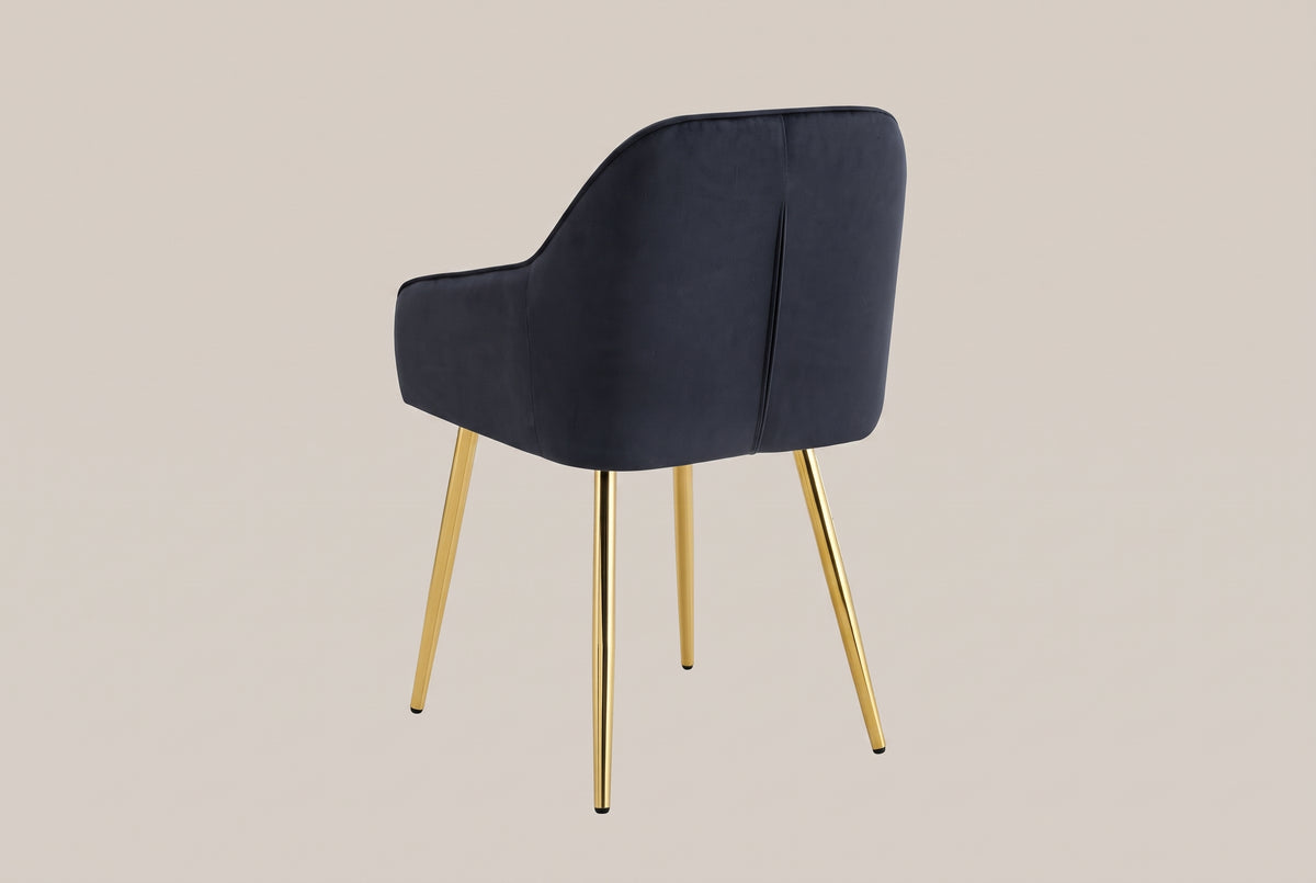 Hartley — Chaise avec accoudoirs en velours noir, piètement gold — vue 3