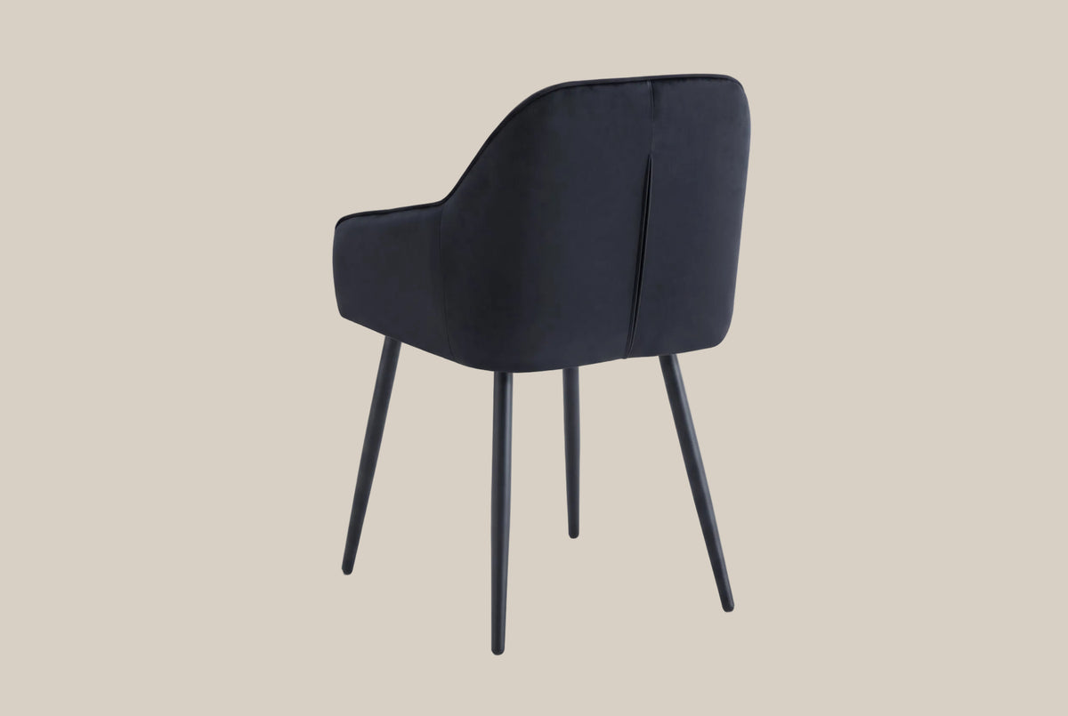 Hartley — Chaise avec accoudoirs en velours noir, piètement métal noir — vue 3