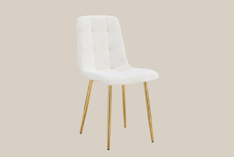Hazelby — Chaise en molletonné doudou écru, piètement gold