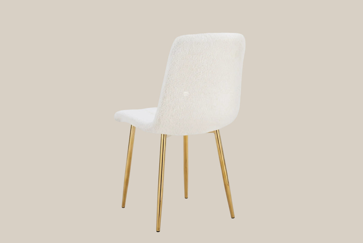Hazelby — Chaise en molletonné doudou écru, piètement gold — vue 3
