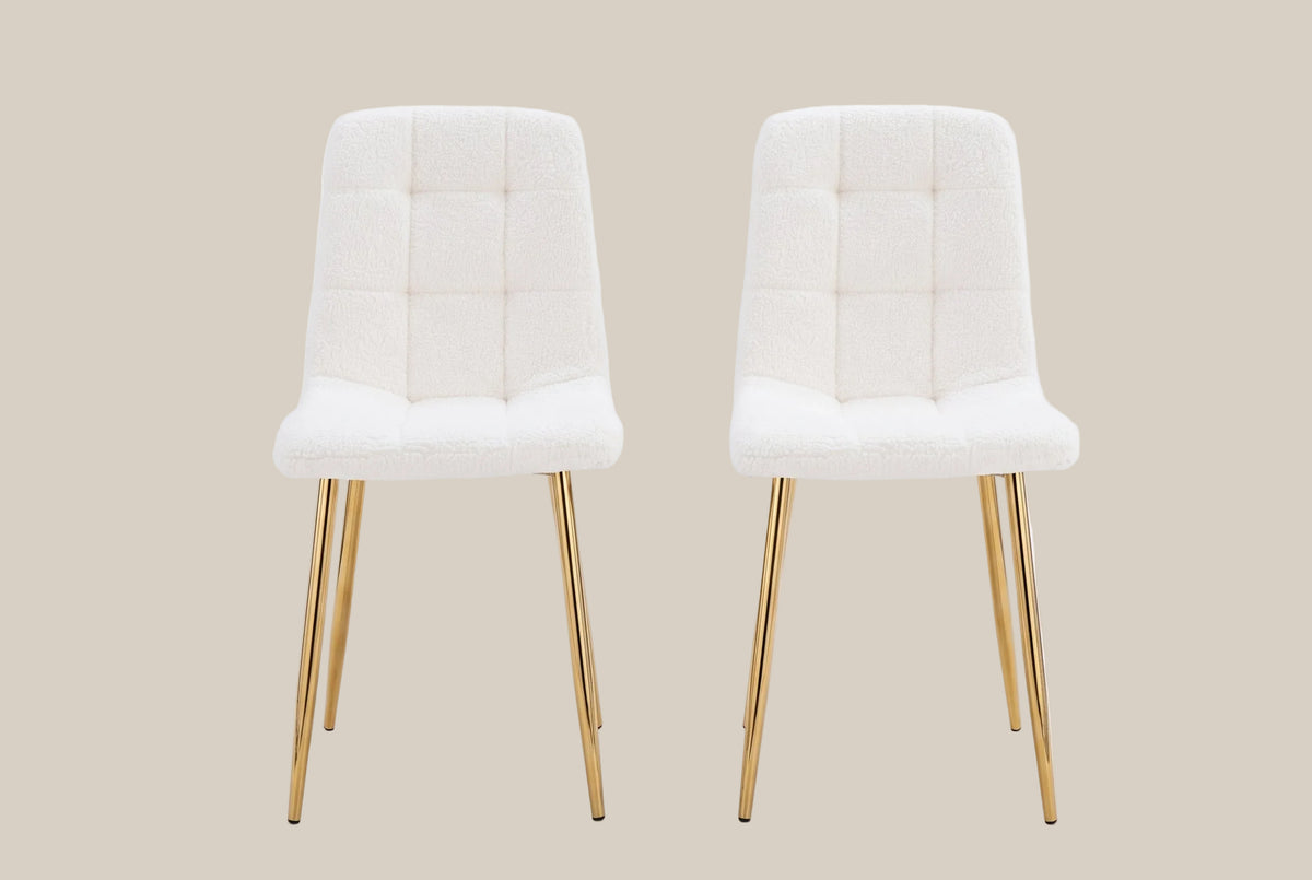 Hazelby — Chaise en molletonné doudou écru, piètement gold — vue 4