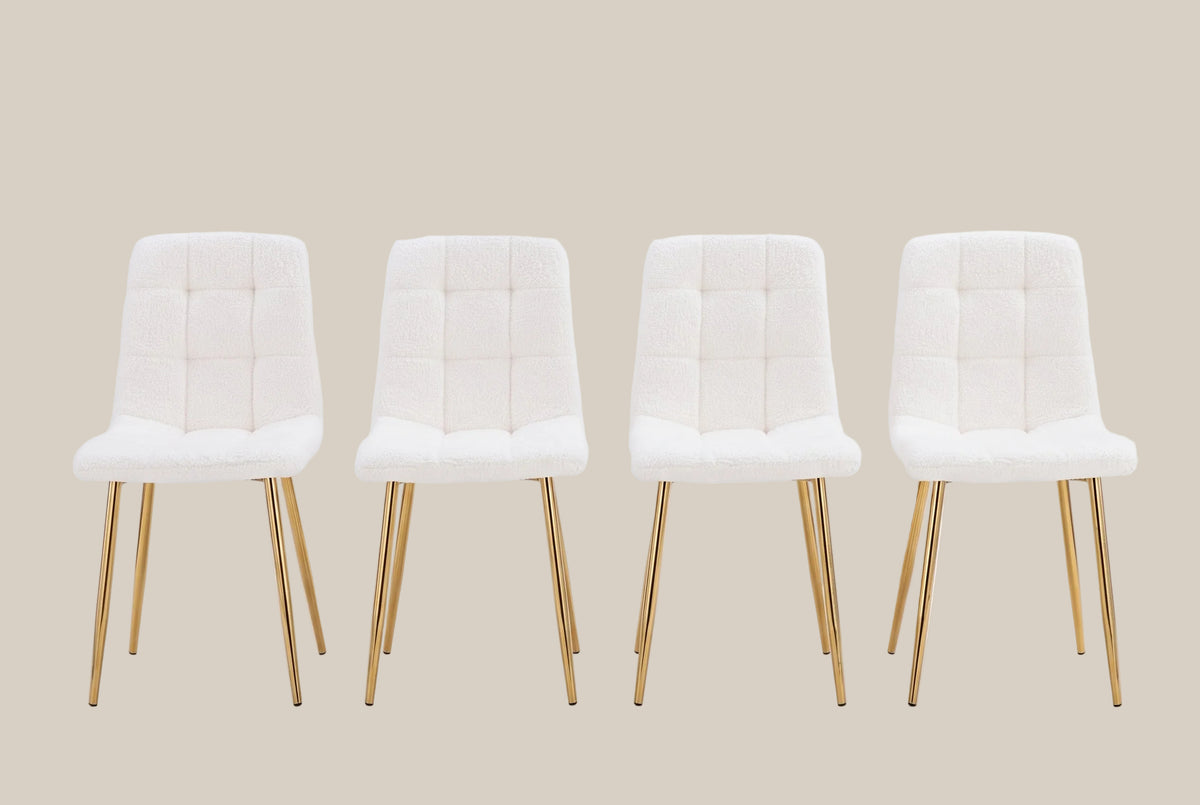 Hazelby — Chaise en molletonné doudou écru, piètement gold — vue 5