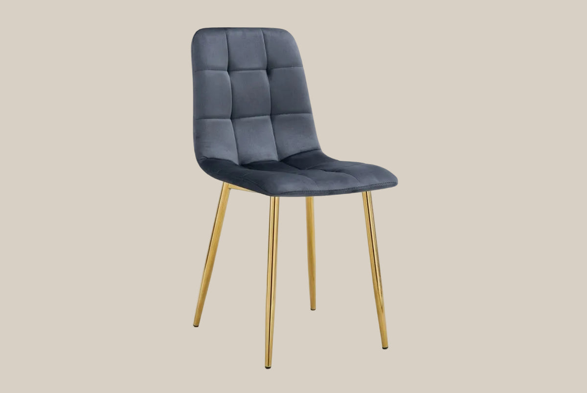 Hazelby — Chaise en velours anthracite, piètement gold — vue 2