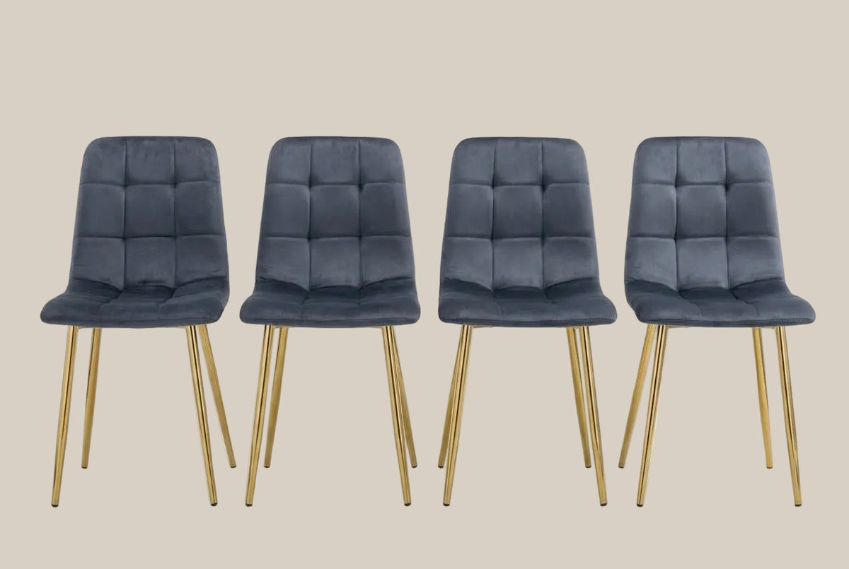Hazelby — Chaise en velours anthracite, piètement gold — vue 5