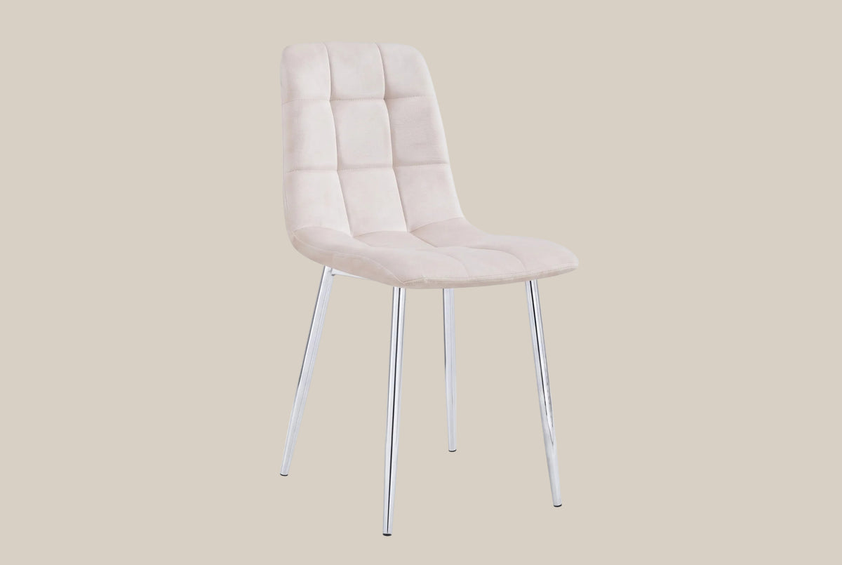 Hazelby — Chaise en velours beige, piètement chrome — vue 2