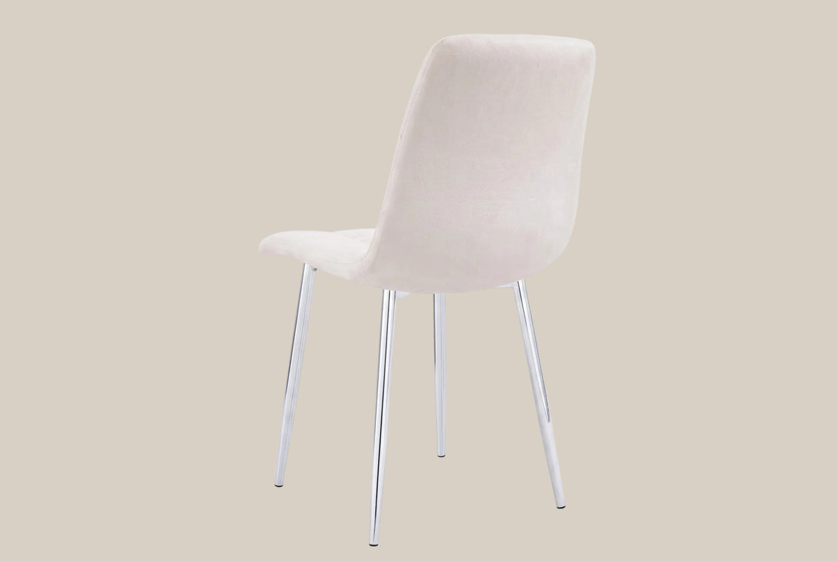 Hazelby — Chaise en velours beige, piètement chrome — vue 3