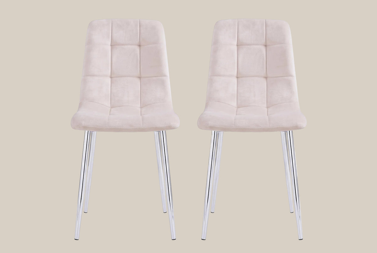 Hazelby — Chaise en velours beige, piètement chrome — vue 4