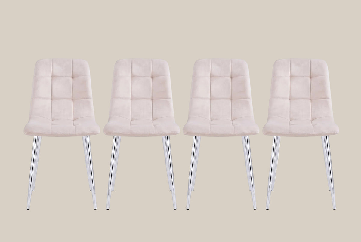 Hazelby — Chaise en velours beige, piètement chrome — vue 5