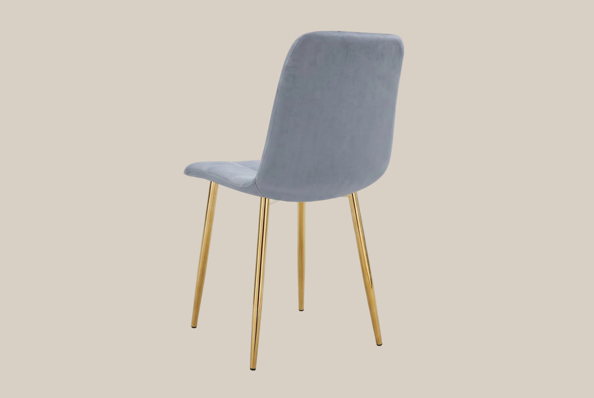 Hazelby — Chaise en velours gris, piètement gold — vue 3