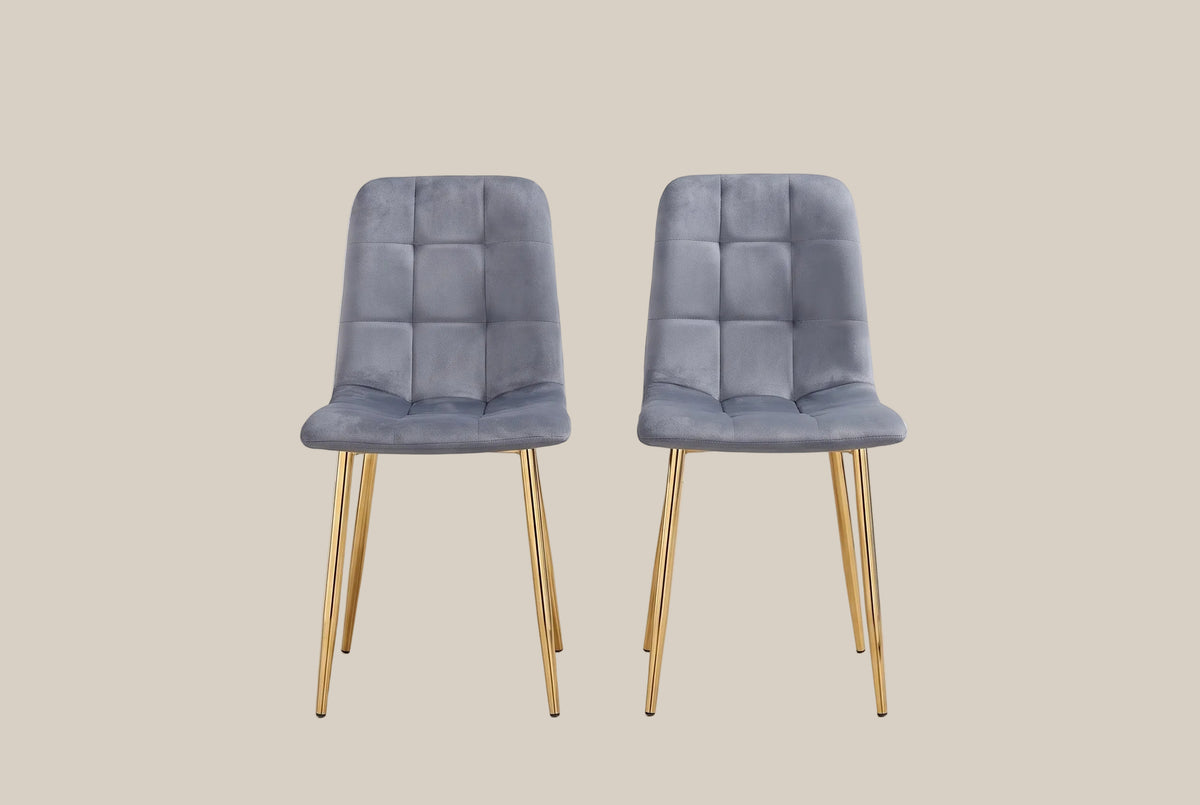 Hazelby — Chaise en velours gris, piètement gold — vue 4