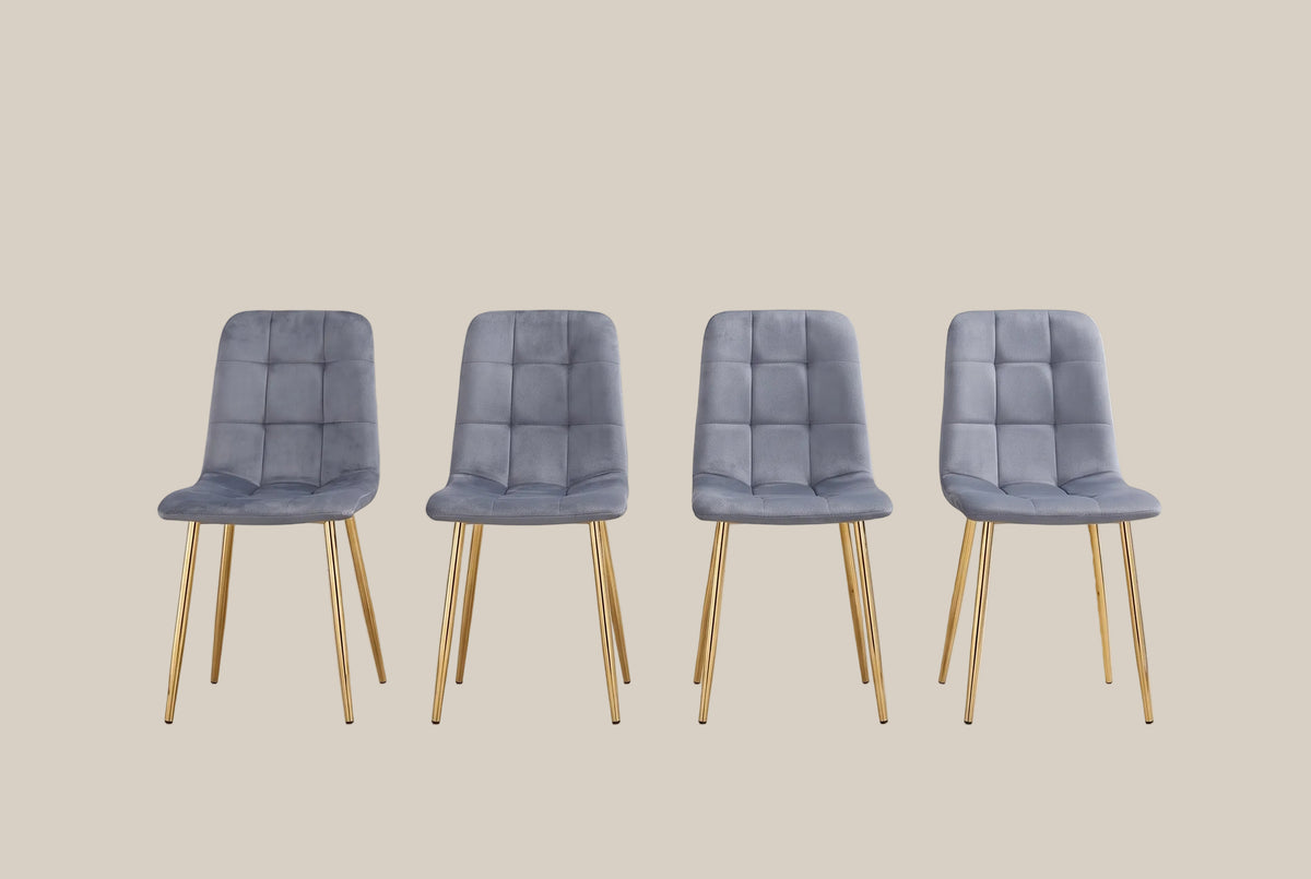 Hazelby — Chaise en velours gris, piètement gold — vue 5