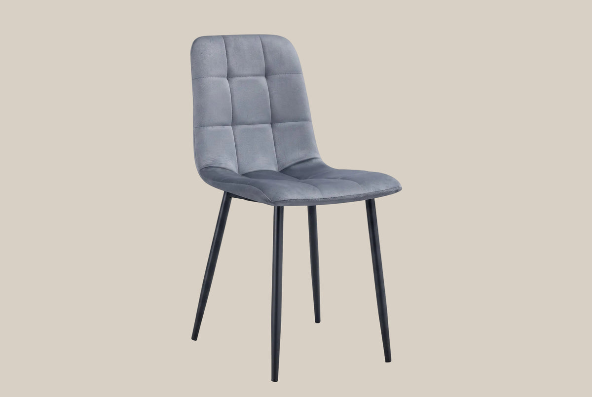 Hazelby — Chaise en velours gris, piètement métal noir — vue 2