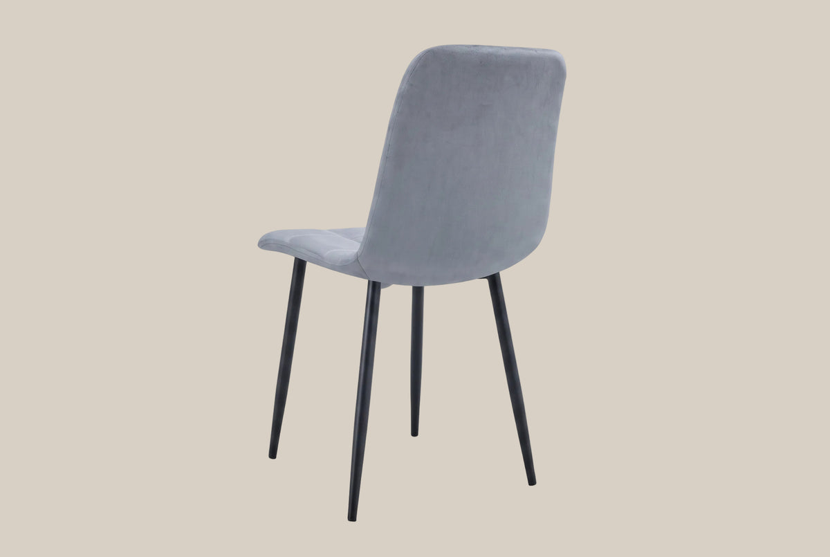 Hazelby — Chaise en velours gris, piètement métal noir — vue 3