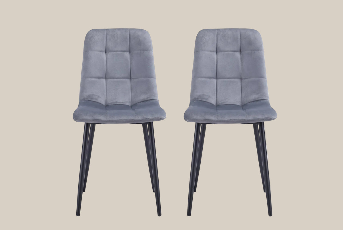 Hazelby — Chaise en velours gris, piètement métal noir — vue 4