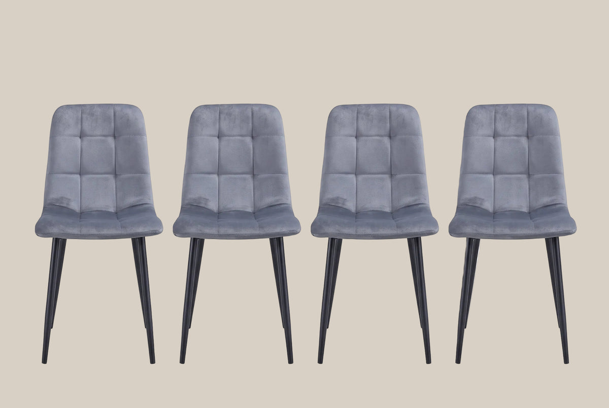 Hazelby — Chaise en velours gris, piètement métal noir — vue 5