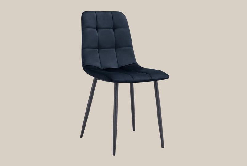 Hazelby — Chaise en velours noir, piètement métal noir