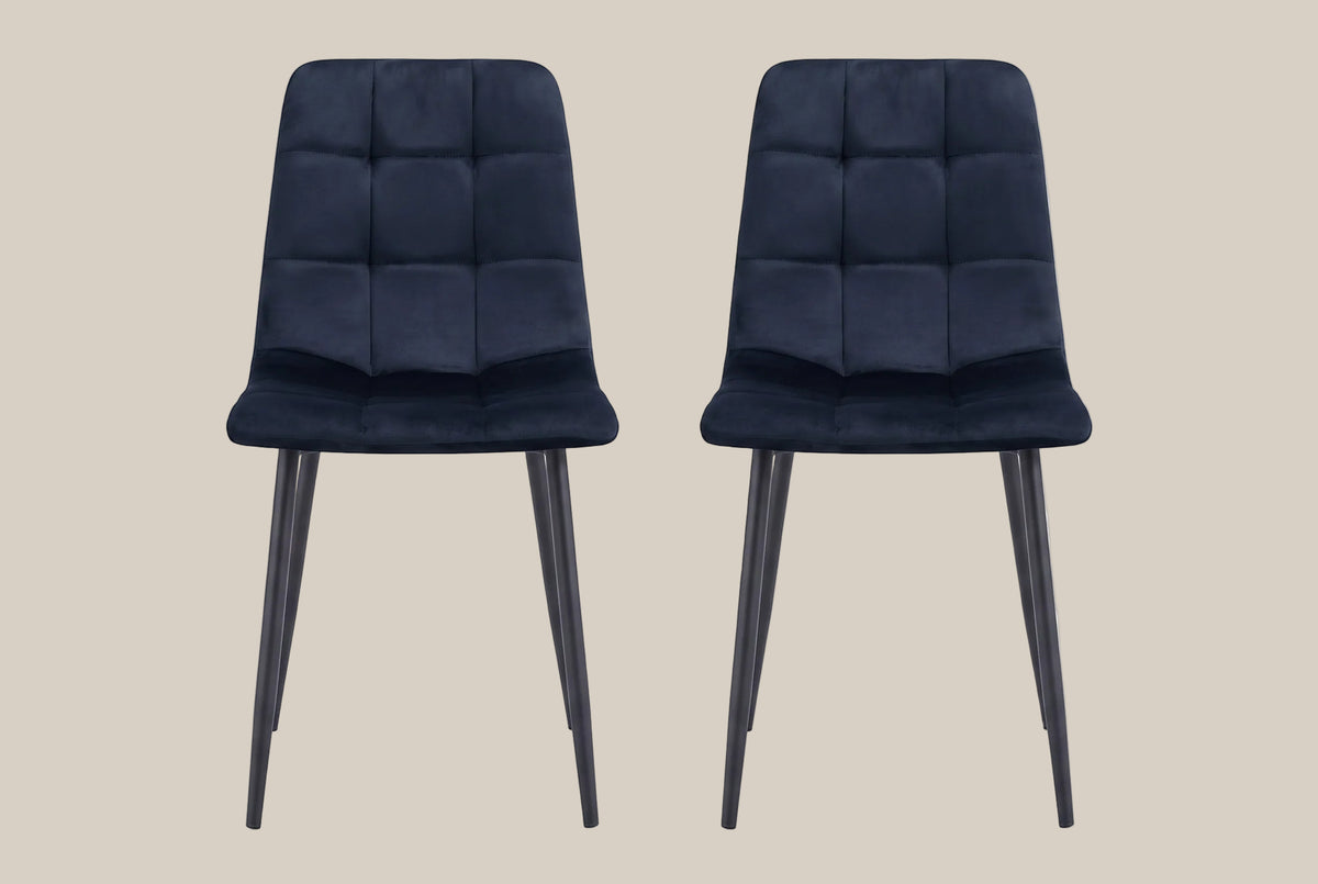 Hazelby — Chaise en velours noir, piètement métal noir — vue 4