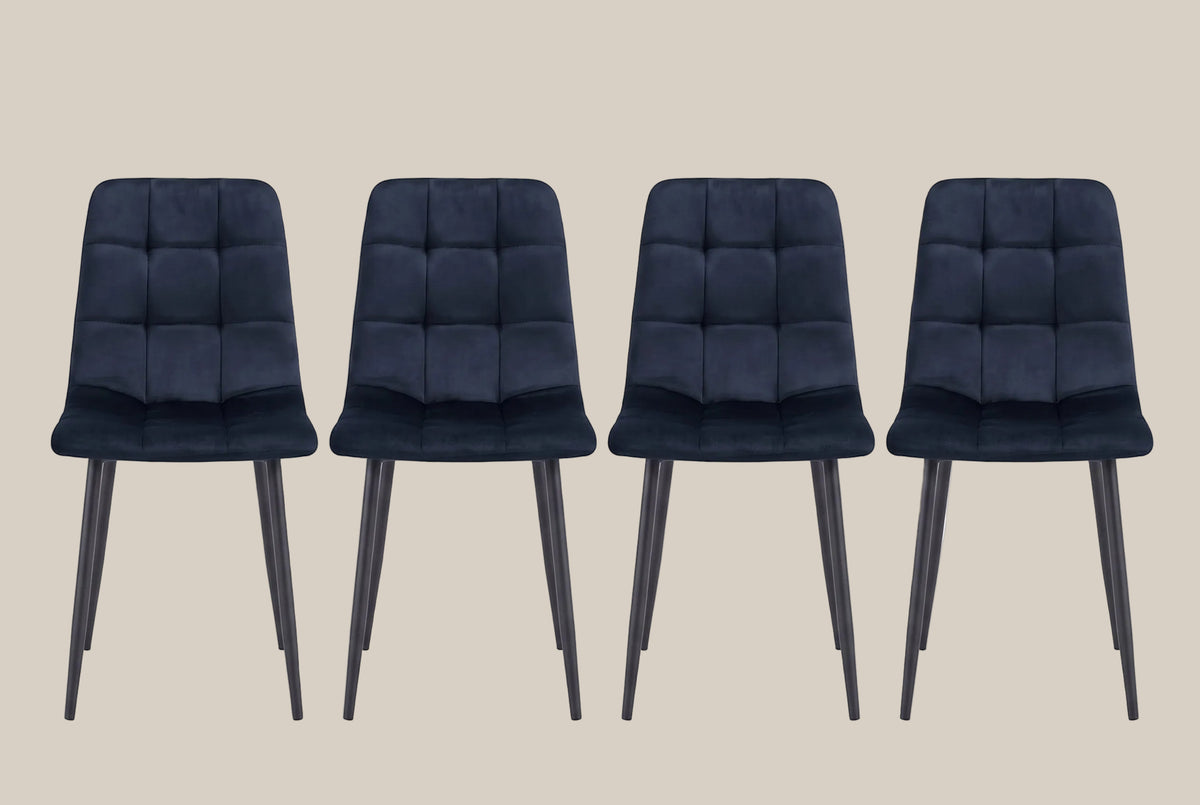 Hazelby — Chaise en velours noir, piètement métal noir — vue 5