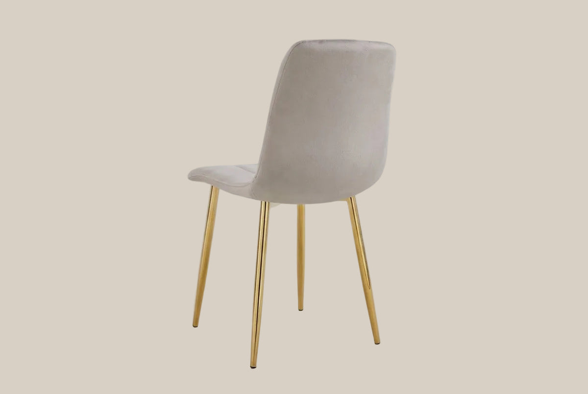 Hazelby — Chaise en velours taupe, piètement gold — vue 3