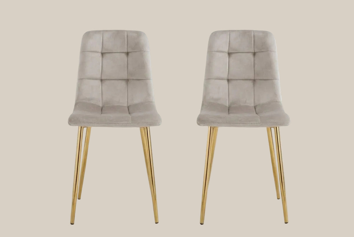Hazelby — Chaise en velours taupe, piètement gold — vue 4