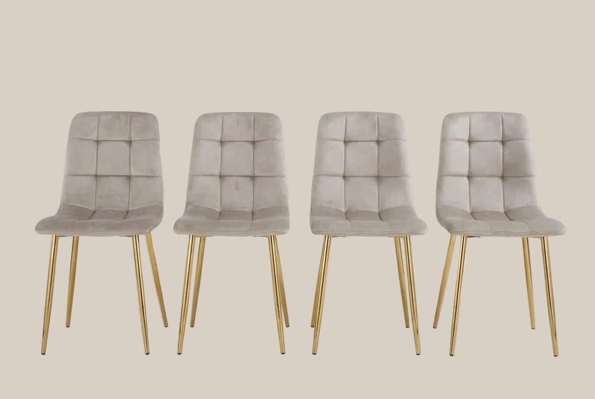 Hazelby — Chaise en velours taupe, piètement gold — vue 5