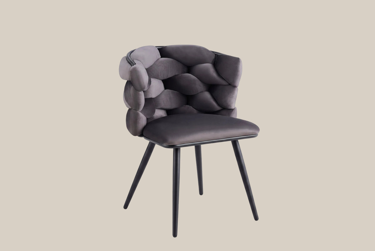 Kestwick — Chaise en velours anthracite, piètement métal noir — vue 2