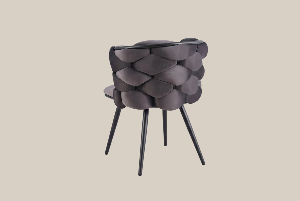 Kestwick — Chaise en velours anthracite, piètement métal noir — vue 3
