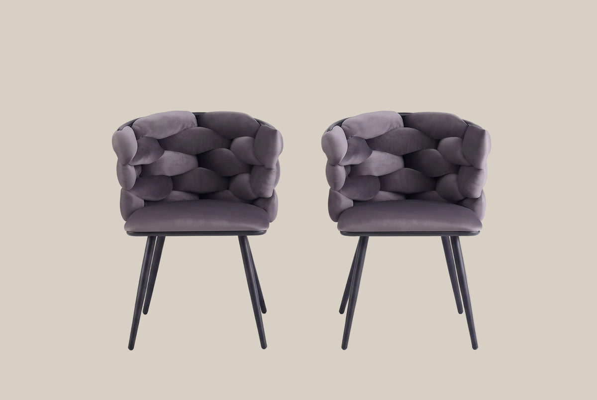 Kestwick — Chaise en velours anthracite, piètement métal noir — vue 4