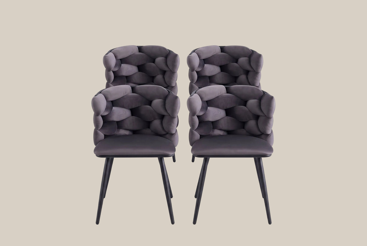 Kestwick — Chaise en velours anthracite, piètement métal noir — vue 5