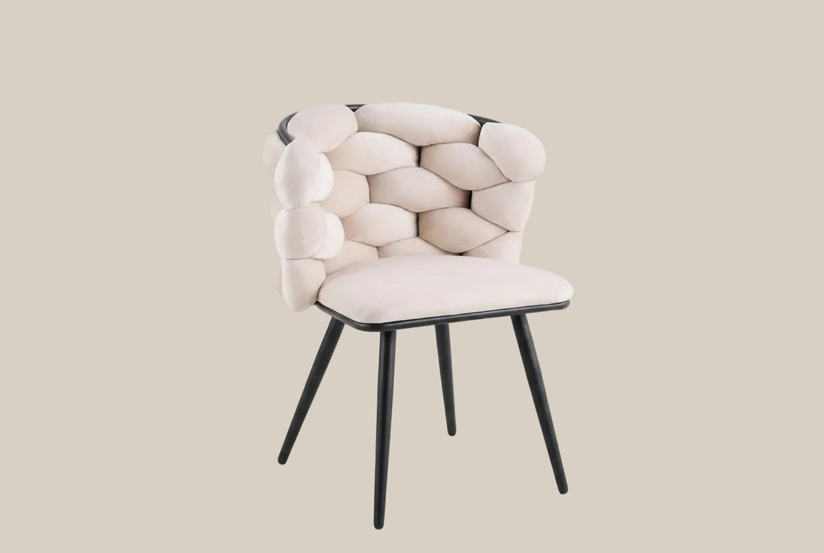 Kestwick — Chaise en velours beige, piètement métal noir — vue 2