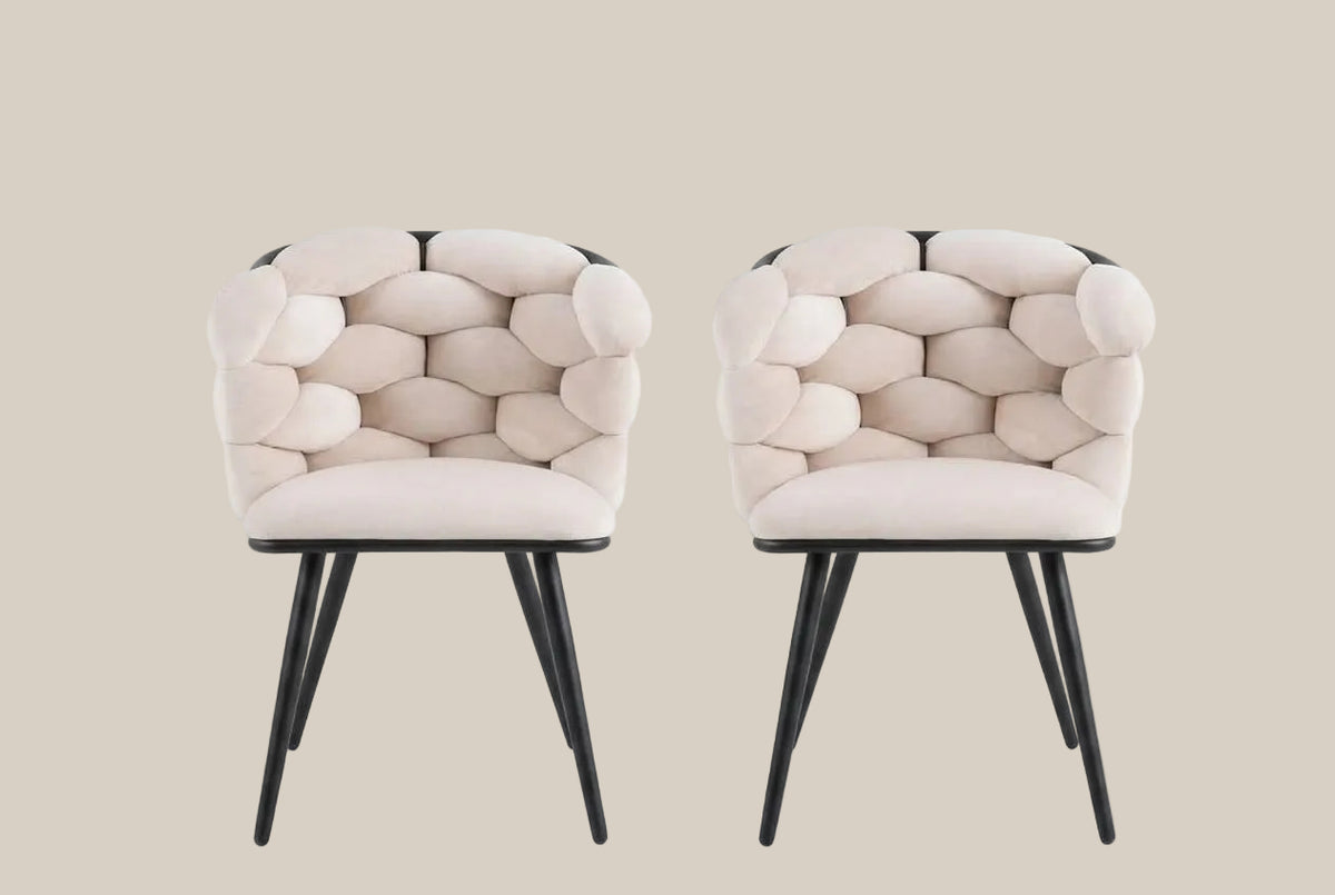 Kestwick — Chaise en velours beige, piètement métal noir — vue 3