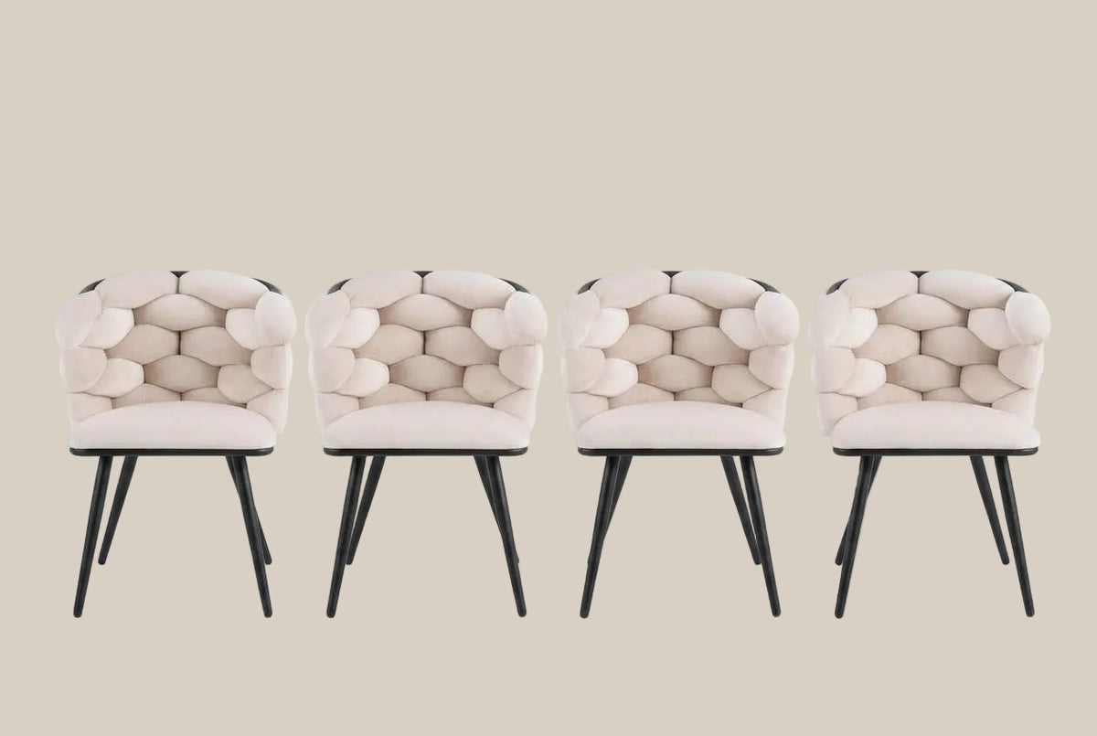 Kestwick — Chaise en velours beige, piètement métal noir — vue 4