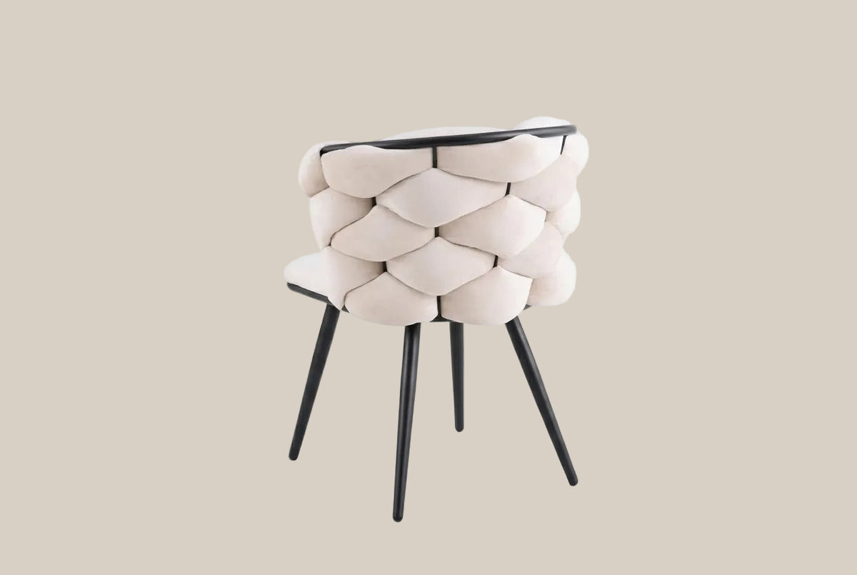 Kestwick — Chaise en velours beige, piètement métal noir — vue 5