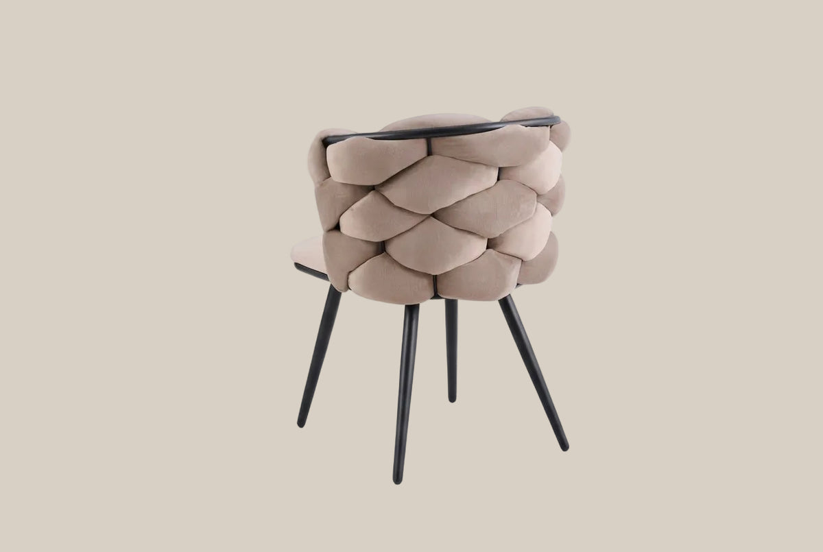 Kestwick — Chaise en velours taupe, piètement métal noir — vue 3
