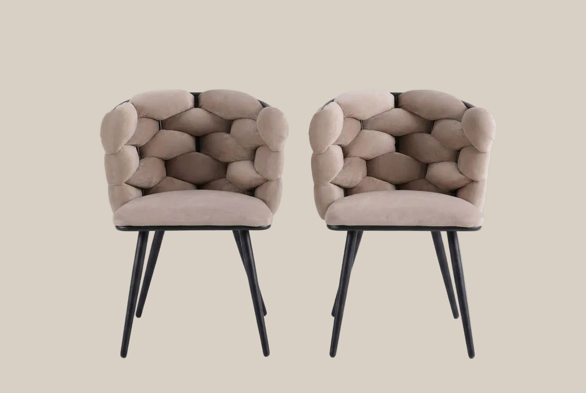 Kestwick — Chaise en velours taupe, piètement métal noir — vue 4
