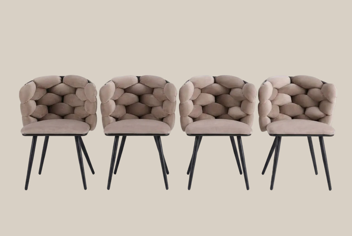 Kestwick — Chaise en velours taupe, piètement métal noir — vue 5