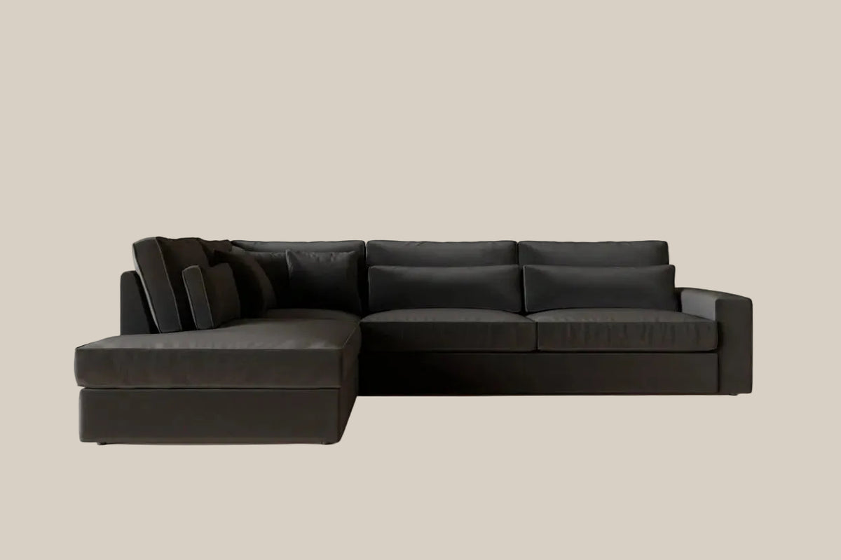 Kingsley – Canapé d'angle gauche en velours anthracite — vue 3