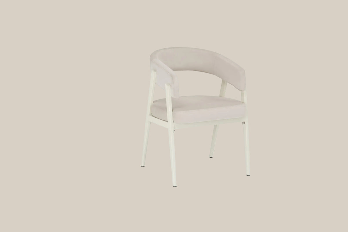 Kingswood — Chaise en velours beige, piètement métal beige — vue 2