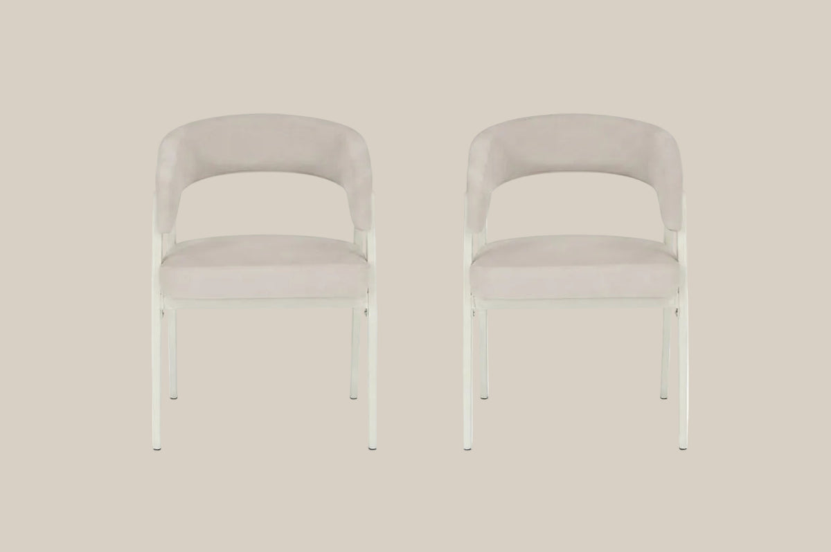 Kingswood — Chaise en velours beige, piètement métal beige — vue 4